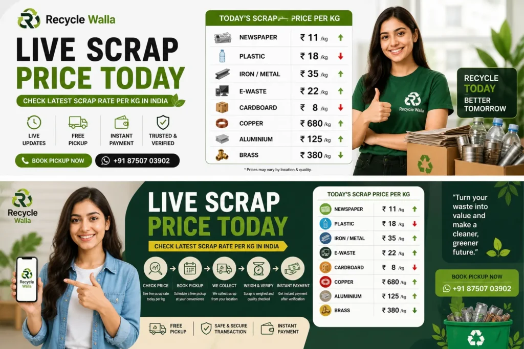 Live Scrap Price Today Recycle Walla Online kabadiwala